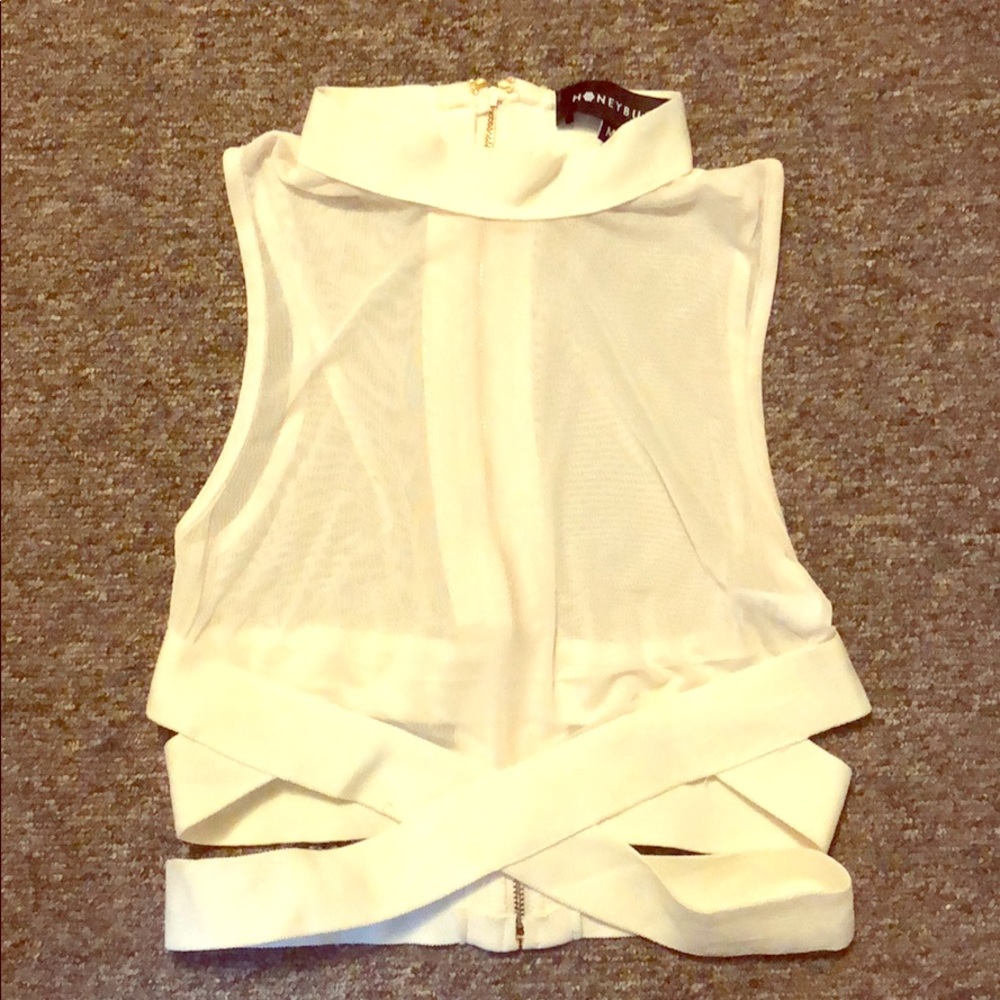White Long Night Crop Top from HoneyBum